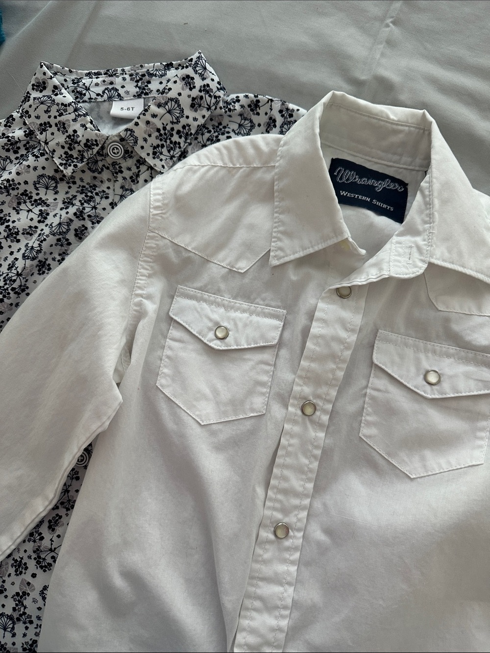 Wrangler Boys' White Western Snap Shirt